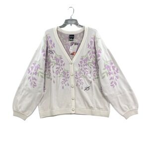 Her Universe Bridgerton Cardigan Womens 3X White Wisteria Bee Pearl Button NWT